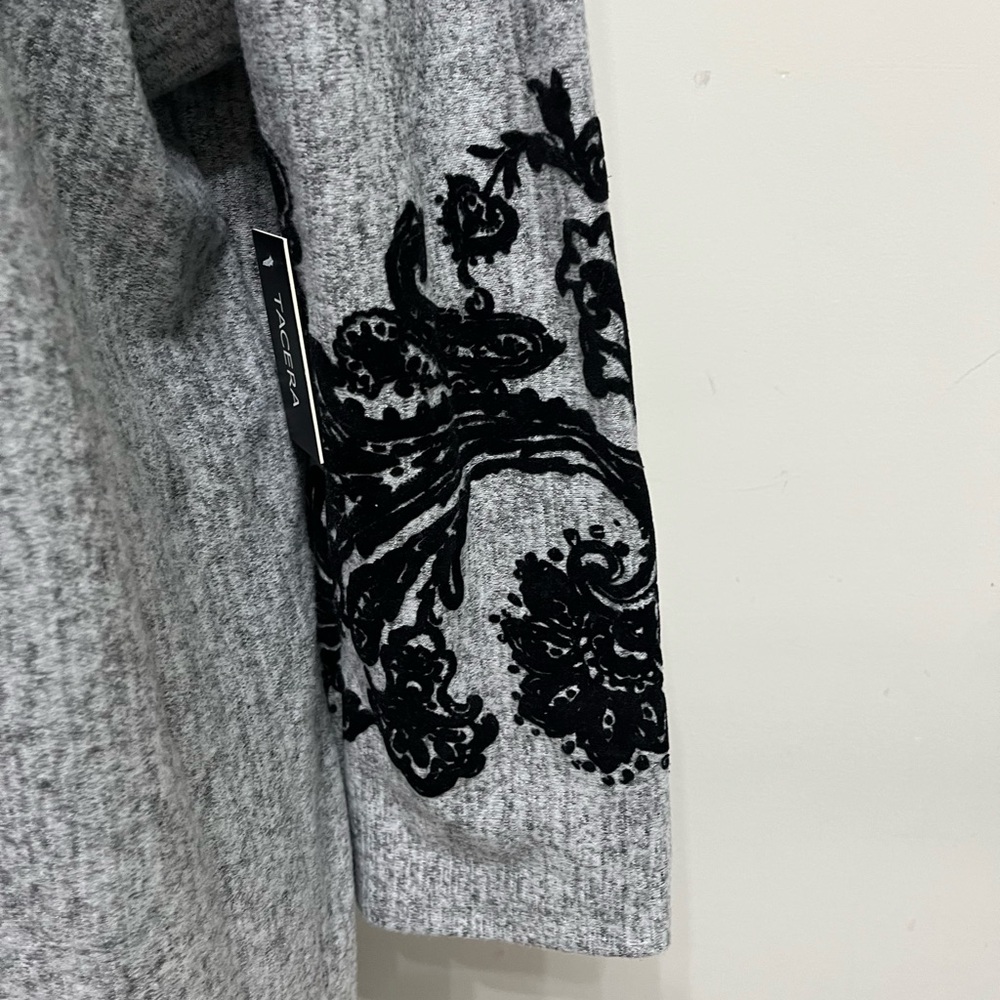 Tacera ladies gray with black lace pullover dress XL - Picture 5 of 7